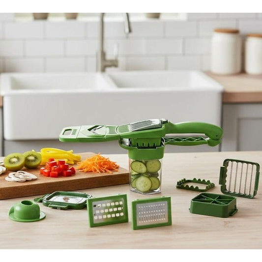 Cortador de Verduras y Mandolina 8 en 1 – El Kit de Cocina Todo en Uno con Recipiente