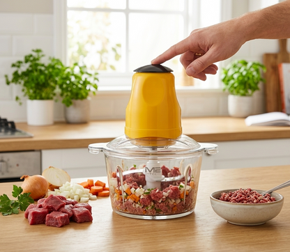 Picadora de Carne y Alimentos Multifunción – Alta Potencia con Bol de Cristal