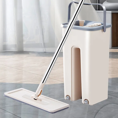 Fregona Plana con Cubo Autoescurrible + 3 Recambios