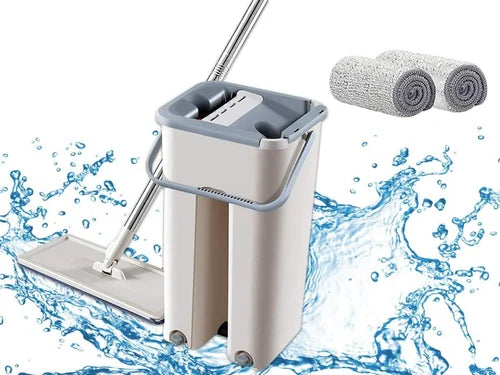 Fregona Plana con Cubo Autoescurrible + 3 Recambios