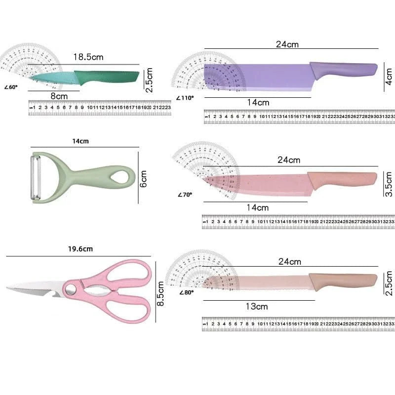 Set de Cuchillos de Cocina Premium (6 Piezas) - Revestimiento Antiadherente y Diseño Ergonómico