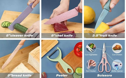Set de Cuchillos de Cocina Premium (6 Piezas) - Revestimiento Antiadherente y Diseño Ergonómico