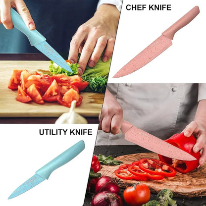 Set de Cuchillos de Cocina Premium (6 Piezas) - Revestimiento Antiadherente y Diseño Ergonómico
