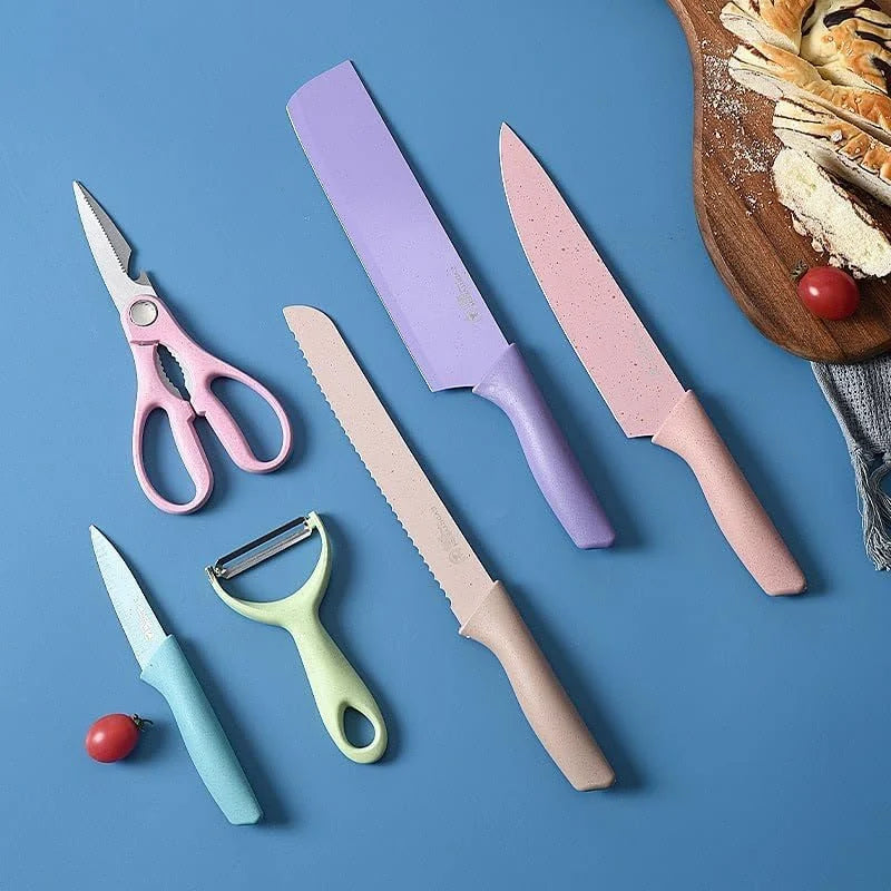 Set de Cuchillos de Cocina Premium (6 Piezas) - Revestimiento Antiadherente y Diseño Ergonómico