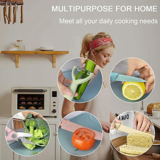 Set de Cuchillos de Cocina Premium (6 Piezas) - Revestimiento Antiadherente y Diseño Ergonómico