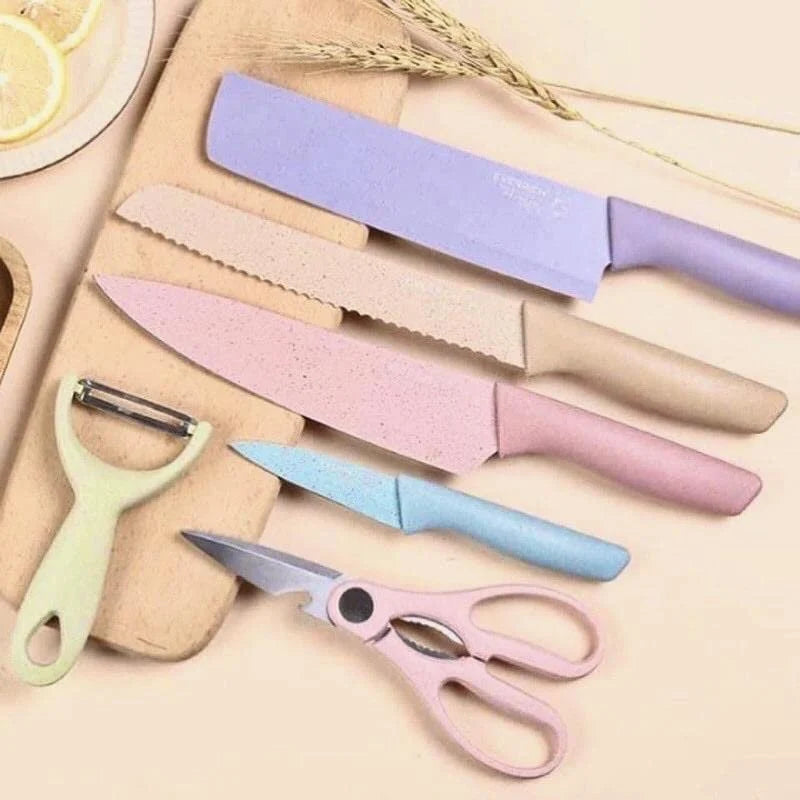 Set de Cuchillos de Cocina Premium (6 Piezas) - Revestimiento Antiadherente y Diseño Ergonómico