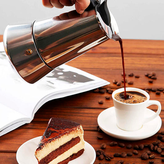 Cafetera Italiana Premium de Acero Inoxidable – 6 Tazas, Apta para Inducción