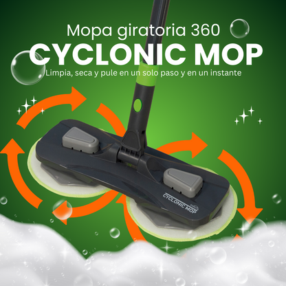 Cyclonic Mop 360 – Fregona Giratoria de Doble Disco para Limpiar y Pulir