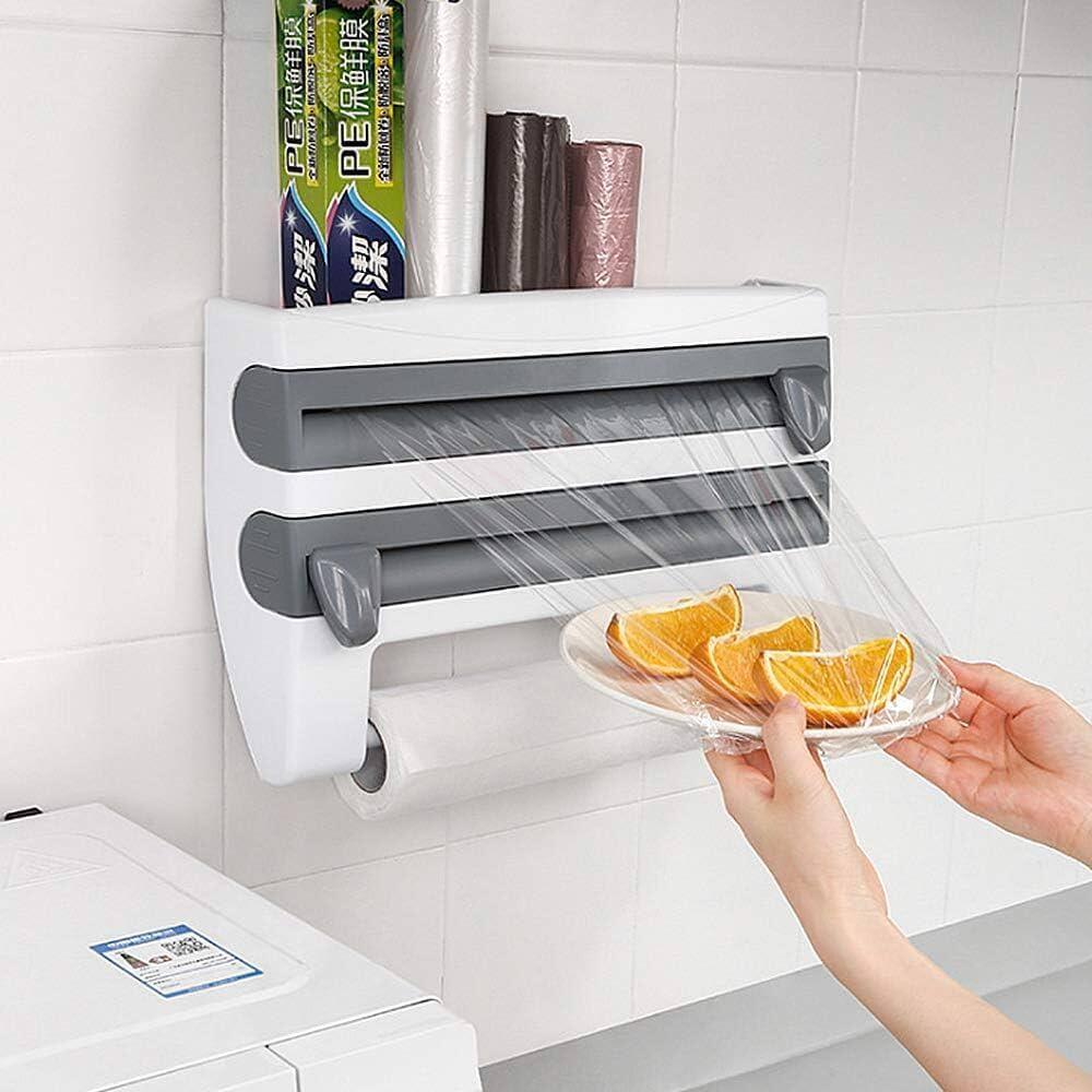 Dispensador Portarrollos de Pared 4 en 1 con Cortador