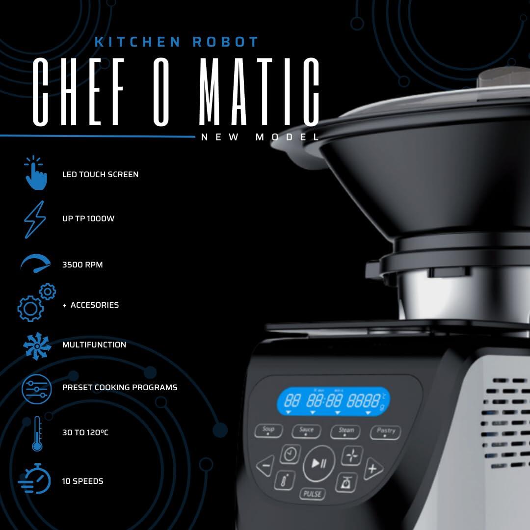 Robot de Cocina Chef O Matic – 3L, 1200W, Pantalla LCD