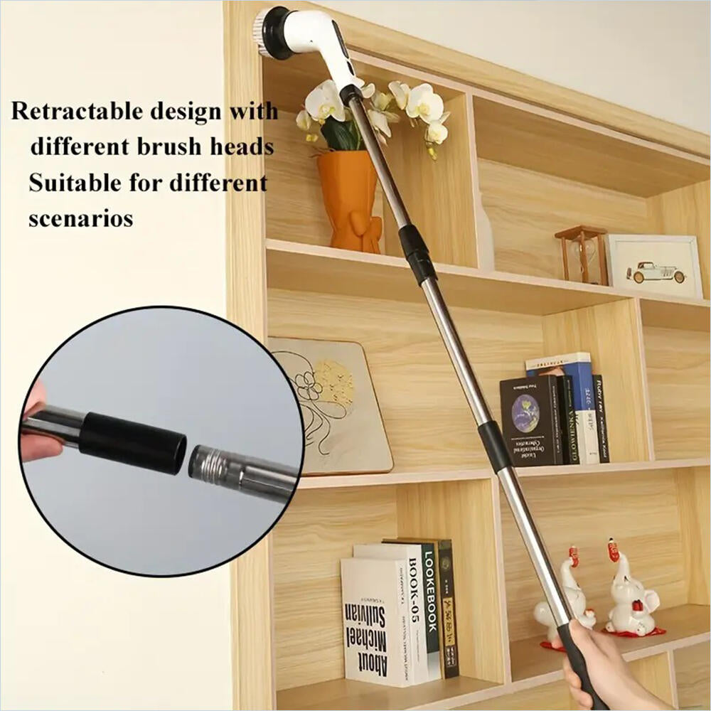 Cepillo de limpieza eléctrico giratorio 9 en 1 con mango extensible