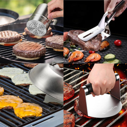 Kit Smash Burger Profissional 7 em 1 – Acero Inoxidável