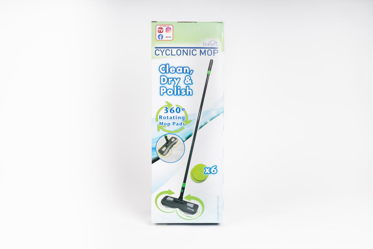 Cyclonic Mop 360 – Fregona Giratoria de Doble Disco para Limpiar y Pulir