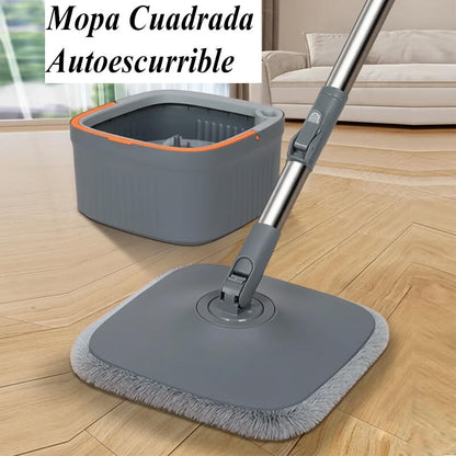 Mopa cuadrada giratoria con cubo de separación de aguas