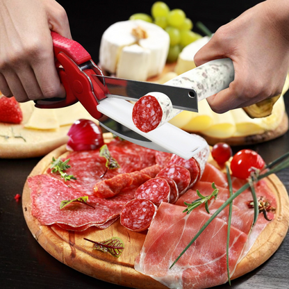 Cortador de Verduras 2 en 1 - Tijeras con Tabla de Cortar Integrada