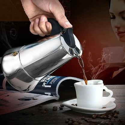 Cafetera Italiana Premium de Acero Inoxidable – 6 Tazas, Apta para Inducción
