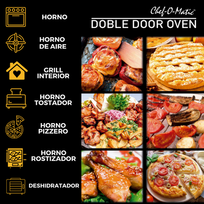 Horno Multifunción 12 en 1 con puertas dobles transparentes y capacidad de 28L
