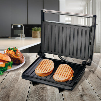 Panini Grill y Parrilla Eléctrica 2 en 1 - Antiadherente Profesional