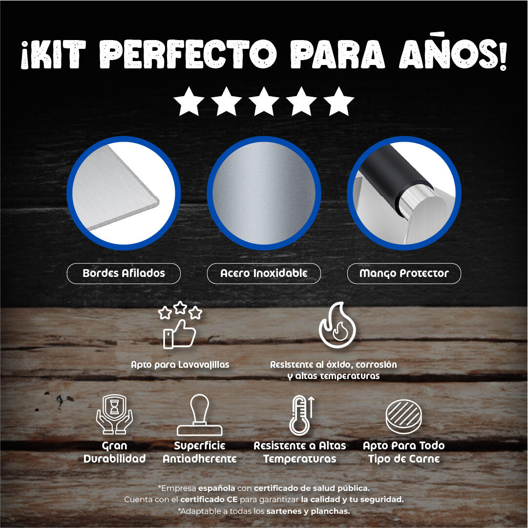 Kit Smash Burger Profissional 7 em 1 – Acero Inoxidável