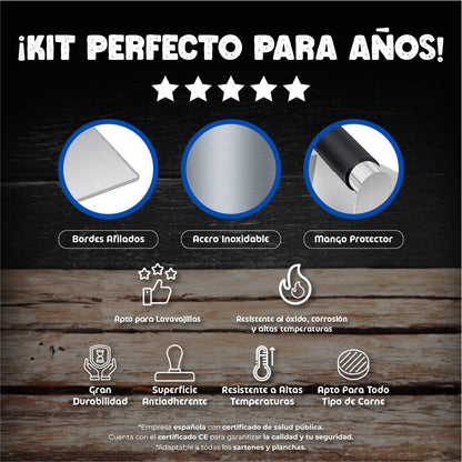 Kit Smash Burger Profissional 7 em 1 – Acero Inoxidável
