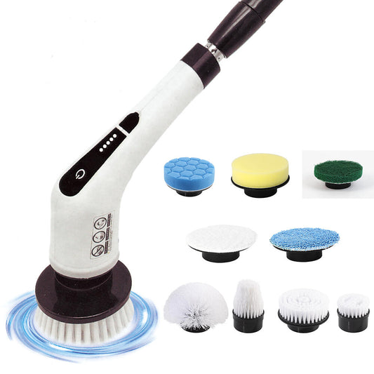 Cepillo de limpieza eléctrico giratorio 9 en 1 con mango extensible