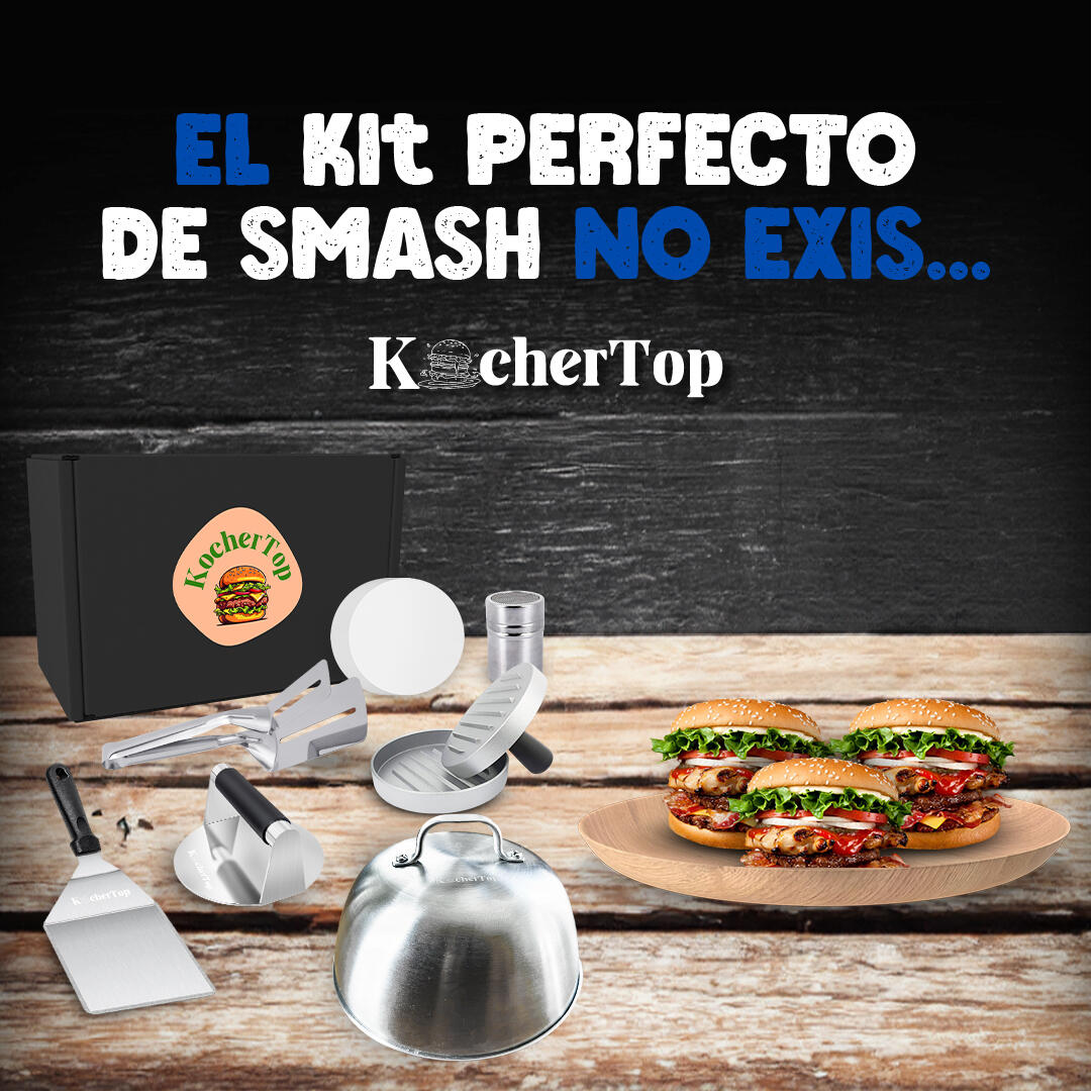 Kit Smash Burger Profissional 7 em 1 – Acero Inoxidável