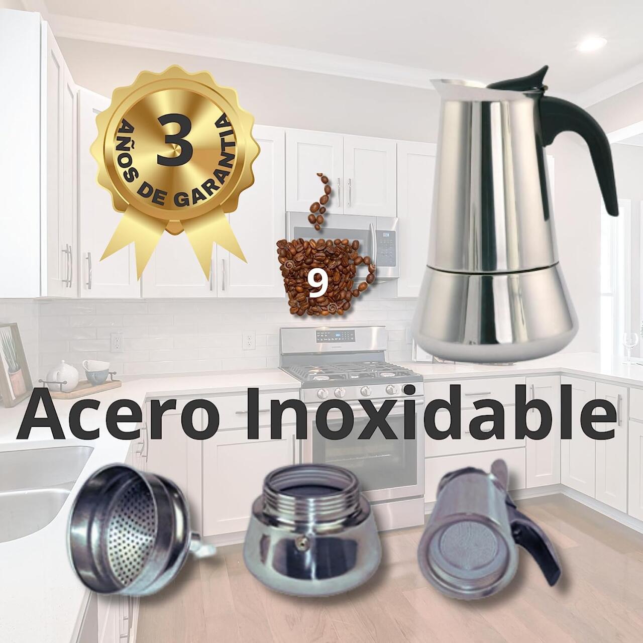 Cafetera Italiana Premium de Acero Inoxidable – 6 Tazas, Apta para Inducción