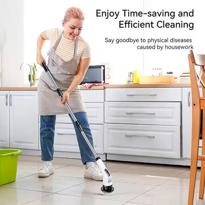 Cepillo de limpieza eléctrico giratorio 9 en 1 con mango extensible