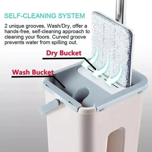 Kit de Limpeza Profissional: Mopa Plana de Microfibra + Balde Autolimpante