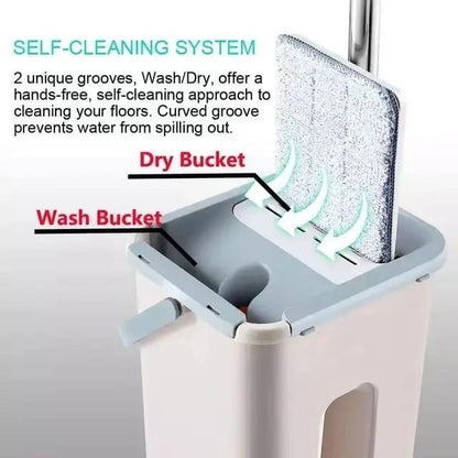 Kit de Limpeza Profissional: Mopa Plana de Microfibra + Balde Autolimpante