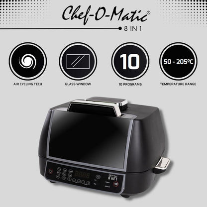 Horno, Grill y Freidora de aire 8 funciones en 1