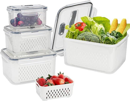 Set de 4 Recipientes Herméticos Premium con Colador Integrado