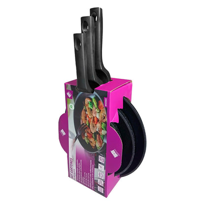 Set de 3 Sartenes Antiadherentes - Efecto Piedra en Aluminio Forjado