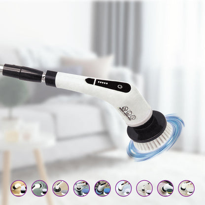 Cepillo de limpieza eléctrico giratorio 9 en 1 con mango extensible